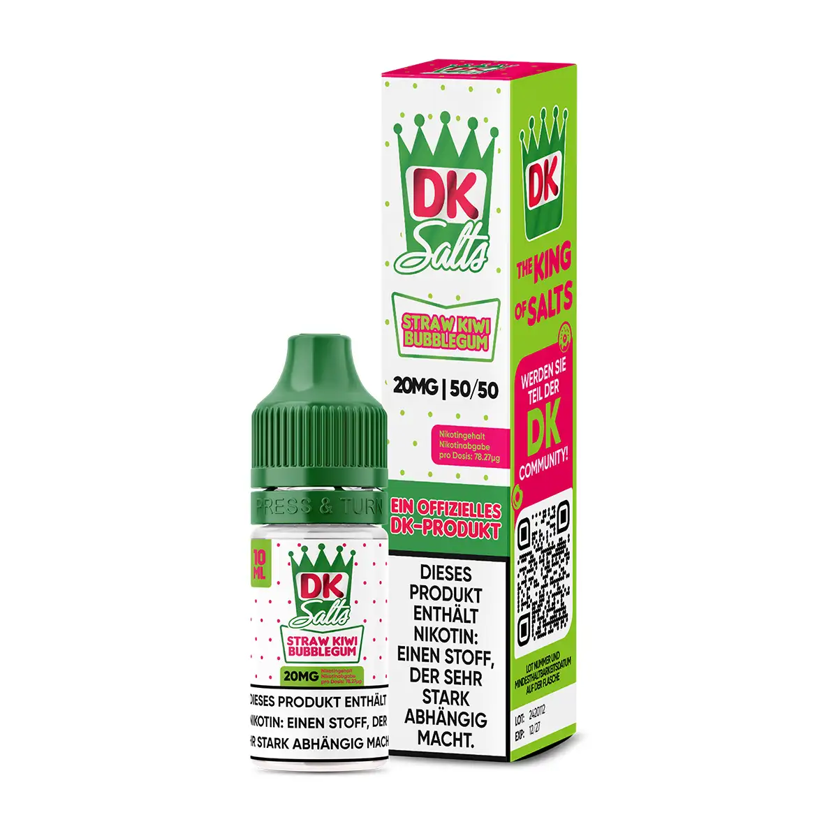 DK Salts - Straw Kiwi Bubblegum - NicSalt - 10ml