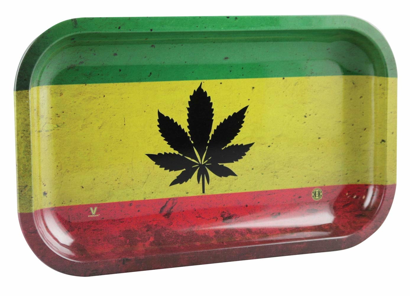 Rasta Leaf Metal Rolling Tray Large
