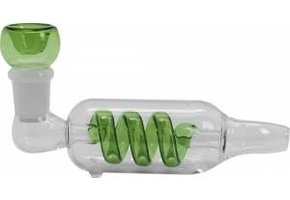 Glass Spiral Pipe Green 13 cm