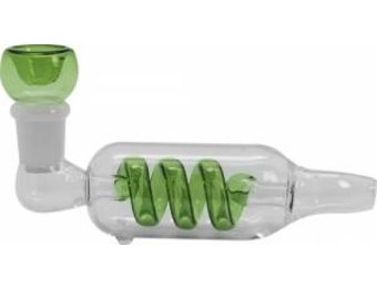Glass Spiral Pipe Green 13 cm
