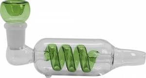 Glass Spiral Pipe Green 13 cm