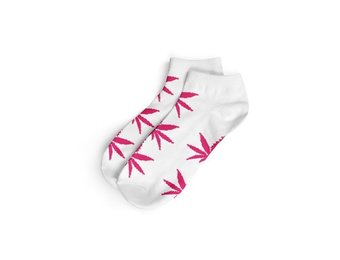 Cannabis Short Socks Size (36-42) White/Pink
