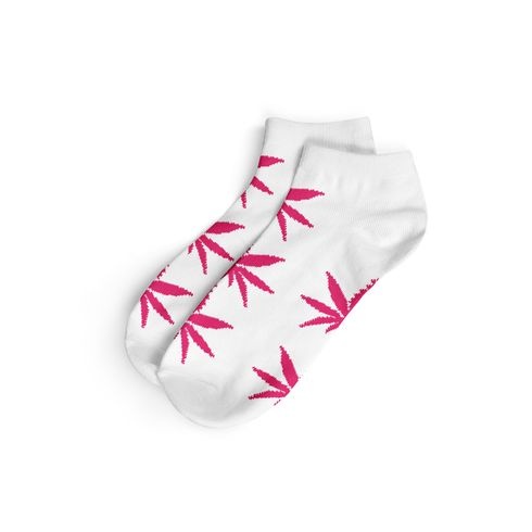 Cannabis Korte Sokken Maat (36-42) Wit /Roze