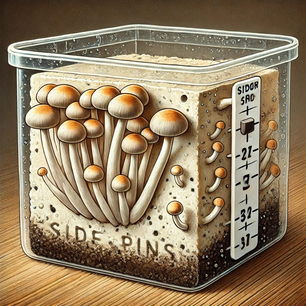 How can you prevent side pins on mushrooms?