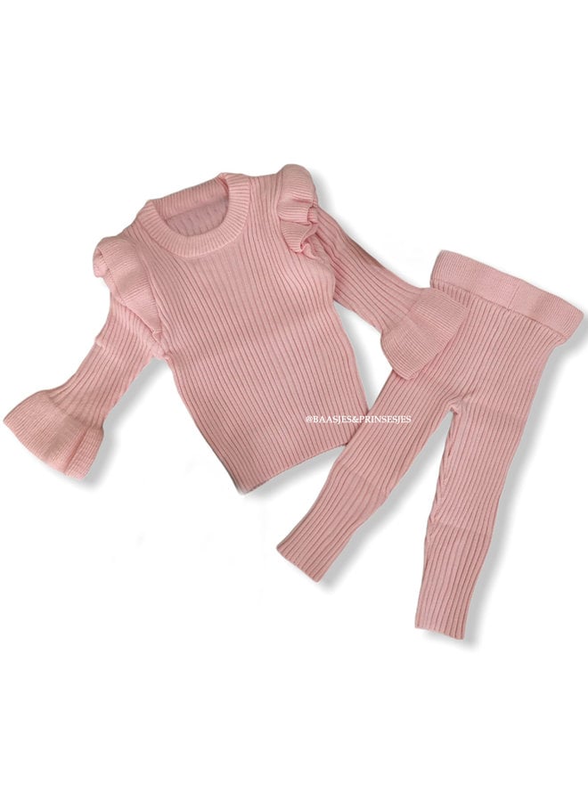 Roze - 'MARIE' - Ruffle Ribbel Twin Set