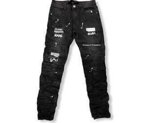 Zwart - ' Robbin ' - Gescheurde Jongens Jeans - Baasjes & Prinsesjes