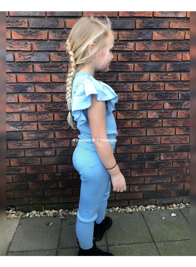 Blauw  - ' Tess ' - Ruffle Ribbel Twin Set
