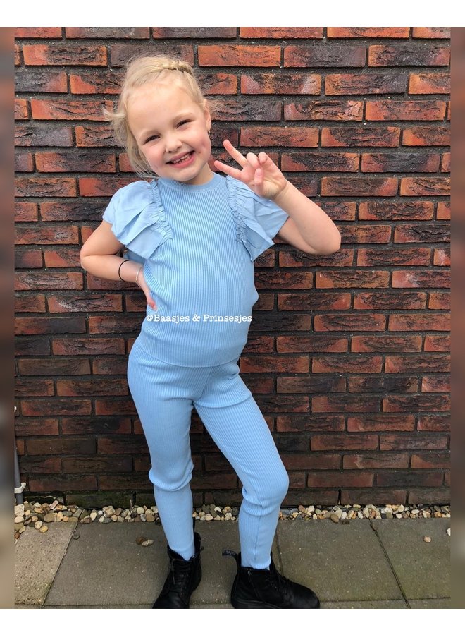 Blauw  - ' Tess ' - Ruffle Ribbel Twin Set
