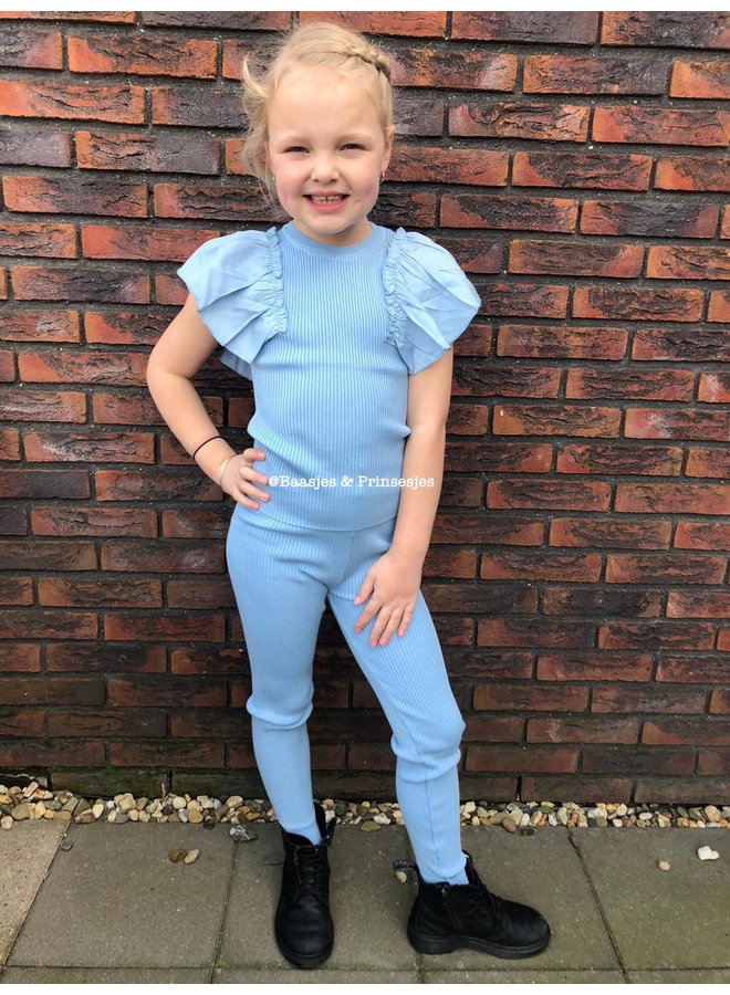 Blauw  - ' Tess ' - Ruffle Ribbel Twin Set