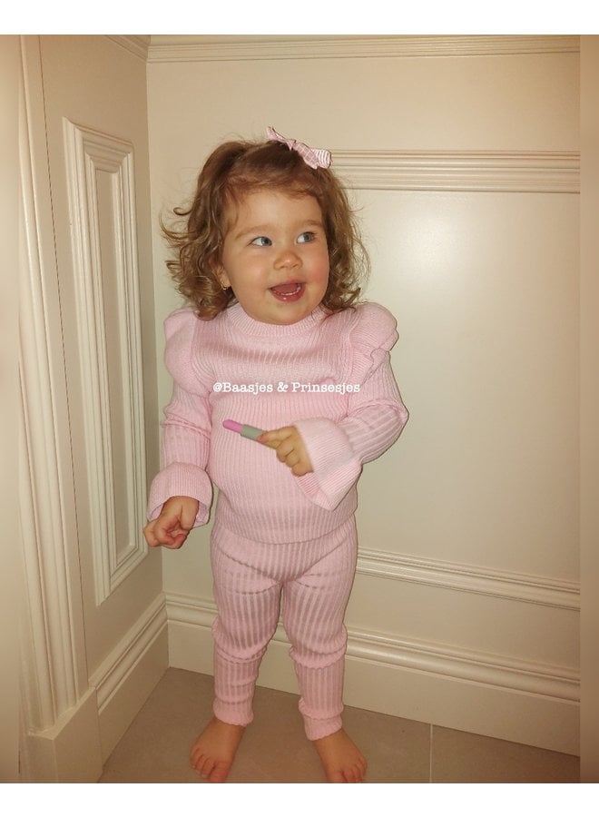 Roze - 'MARIE' - Ruffle Ribbel Twin Set