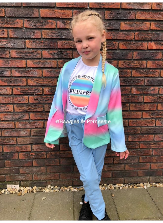 Blauw - ' Regenboog  ' - Meisjes Colbert