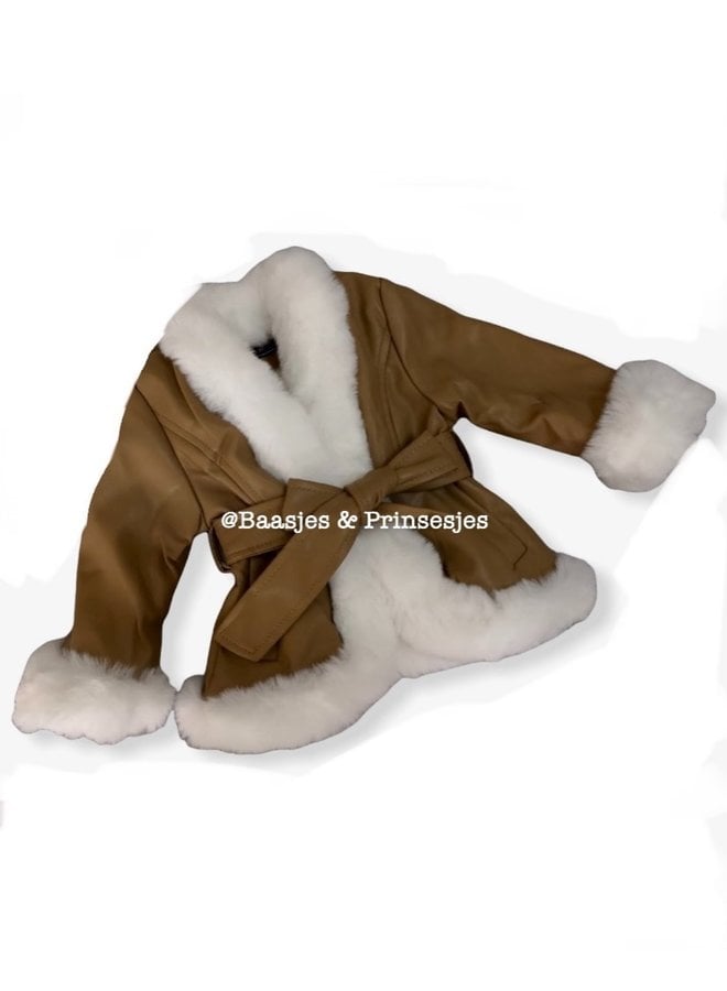 Zwart - 'Ella ' - Baby Lederlook Jas