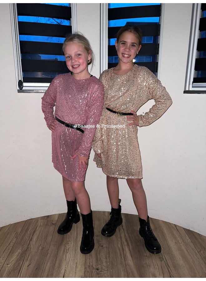 Roze - 'Jenny ' - Meisjes Glitter Dress