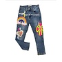 Blauw - ' Regenboog ' - Meisjes jeans broek.