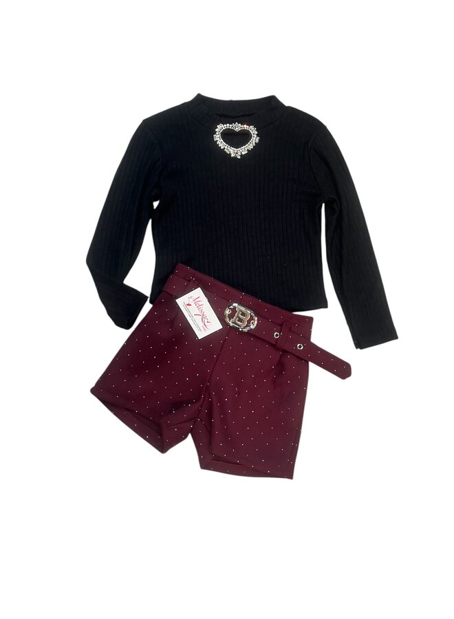 Bordo - ‘ Hart ' - Tweedelige Meisjes Set.