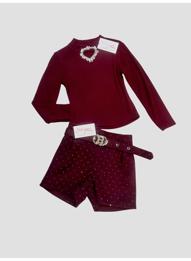 Bordo - ‘ Hart ' - Tweedelige Meisjes Set.