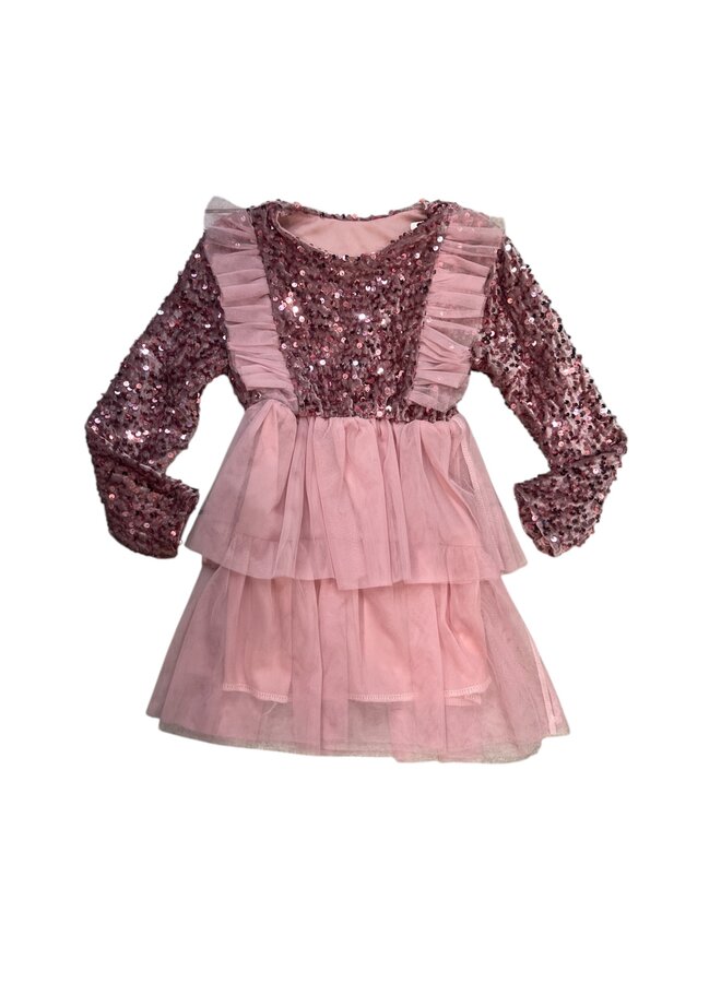 Crème  - 'Lara ' - Meisjes kerst Dress