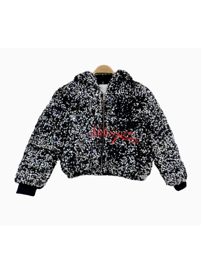 Zilver/zwart - 'DANI' - meisjes glitter Jas