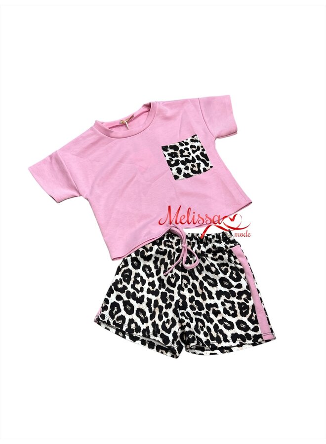 'Tijger' twee delige meisjes setje roze.