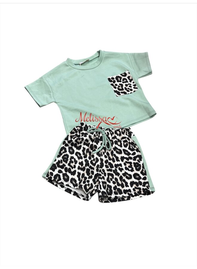 'Tijger' twee delige meisjes setje roze.