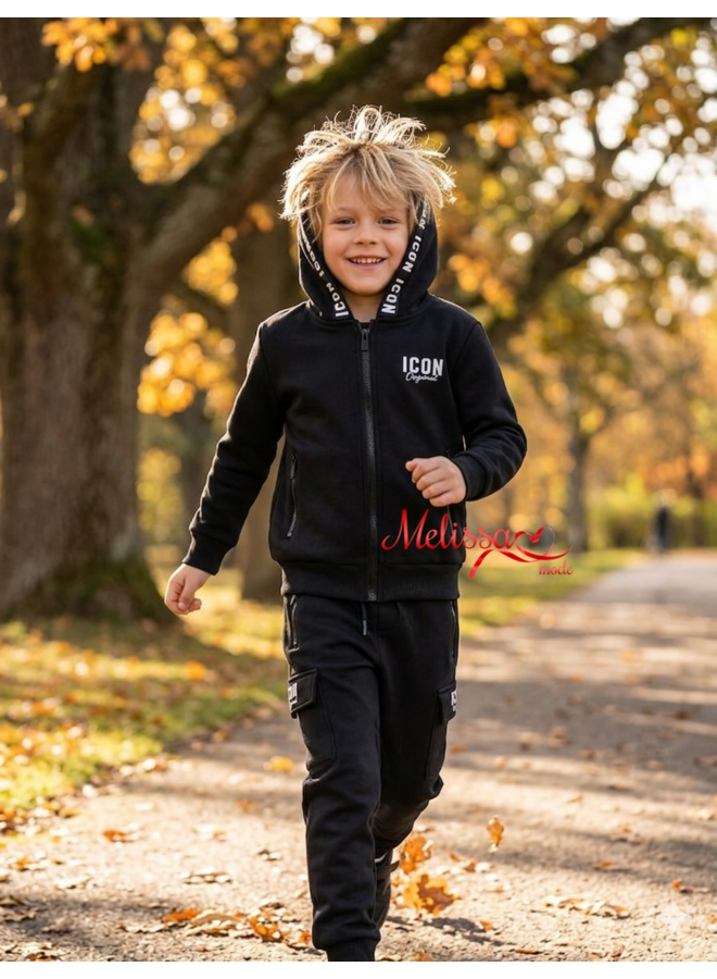 Zwart ‘ Ivy‘ jongens I-Con trainingspak