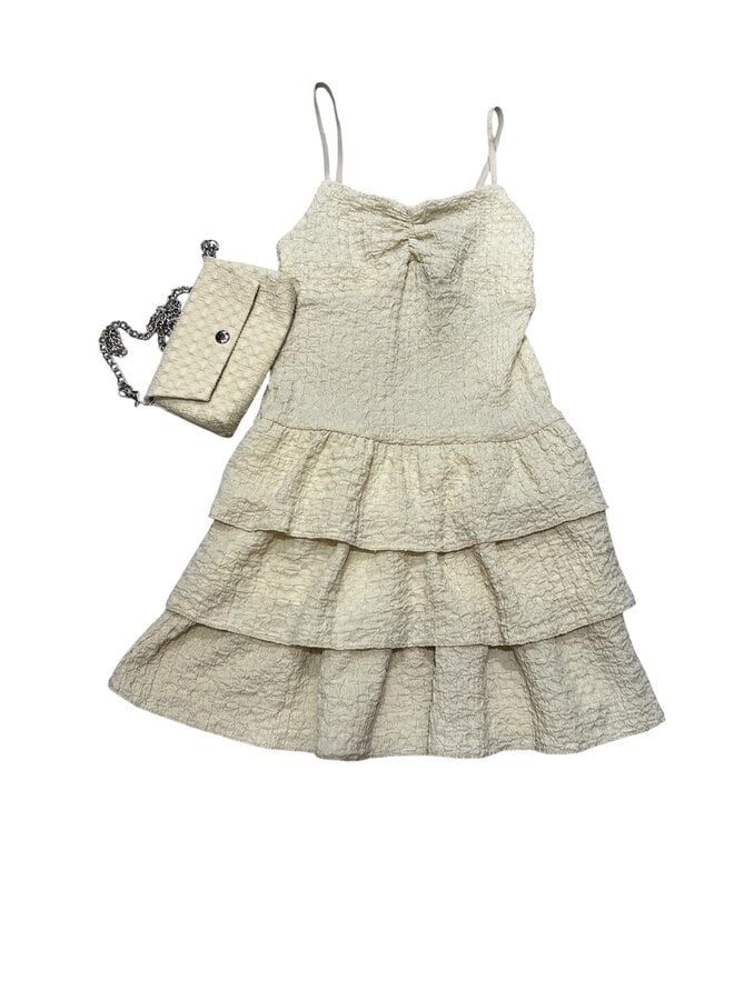 Beige - 'Cindy  ' - Meisjes  jurk
