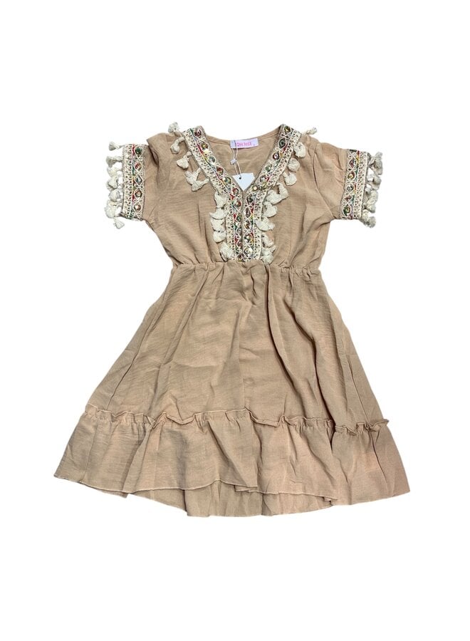 Beige - ' Ruya' - Meisjes ibiza jurk