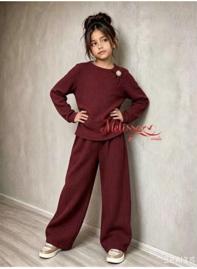 'Dilara' Twee delige meisjes sets bordo.