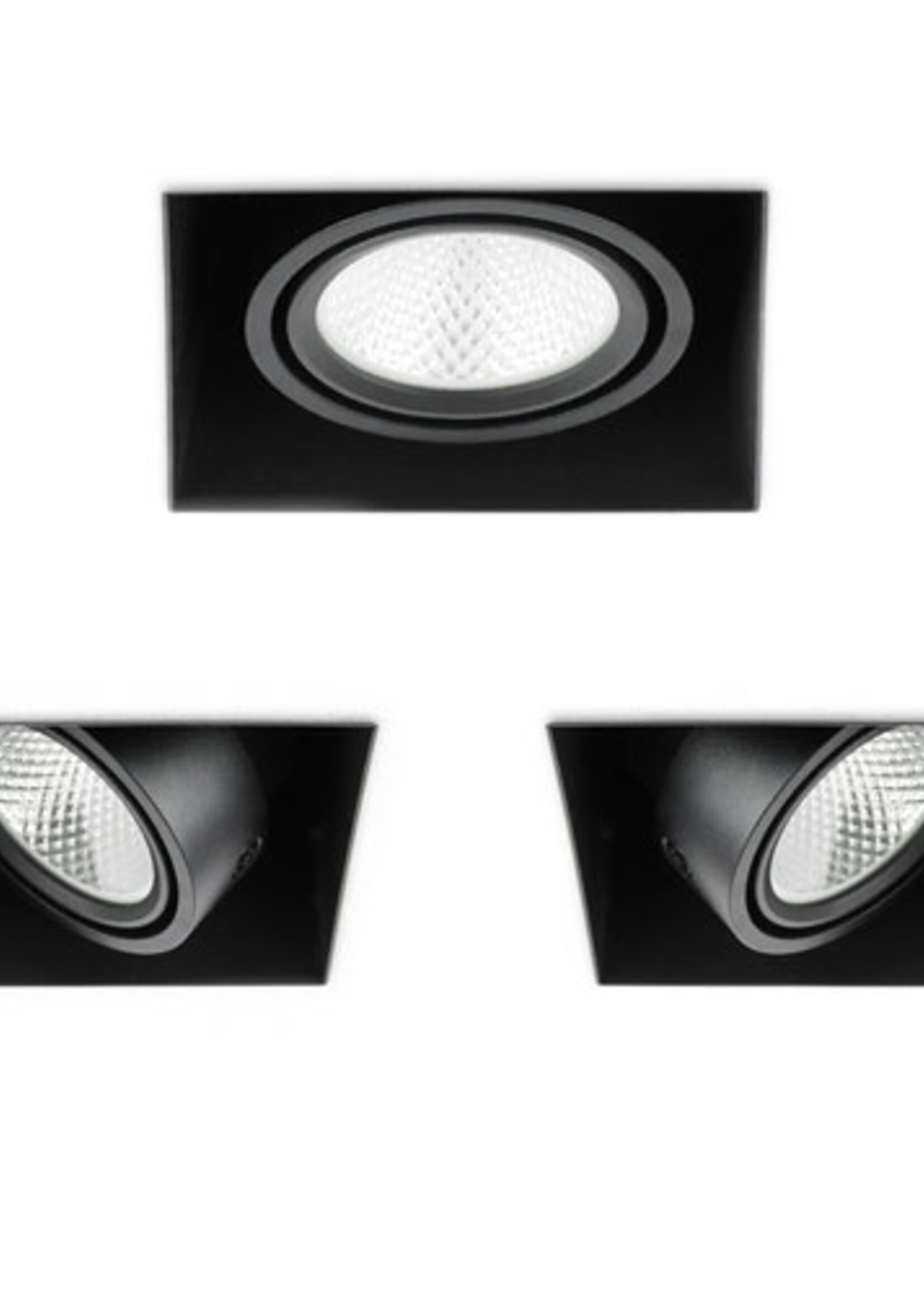 SOLISTECH Zwarte LED Inbouwspot 6W Trimless 3000K warm wit  vierkant 89x89mm kantelbaar draaibaar