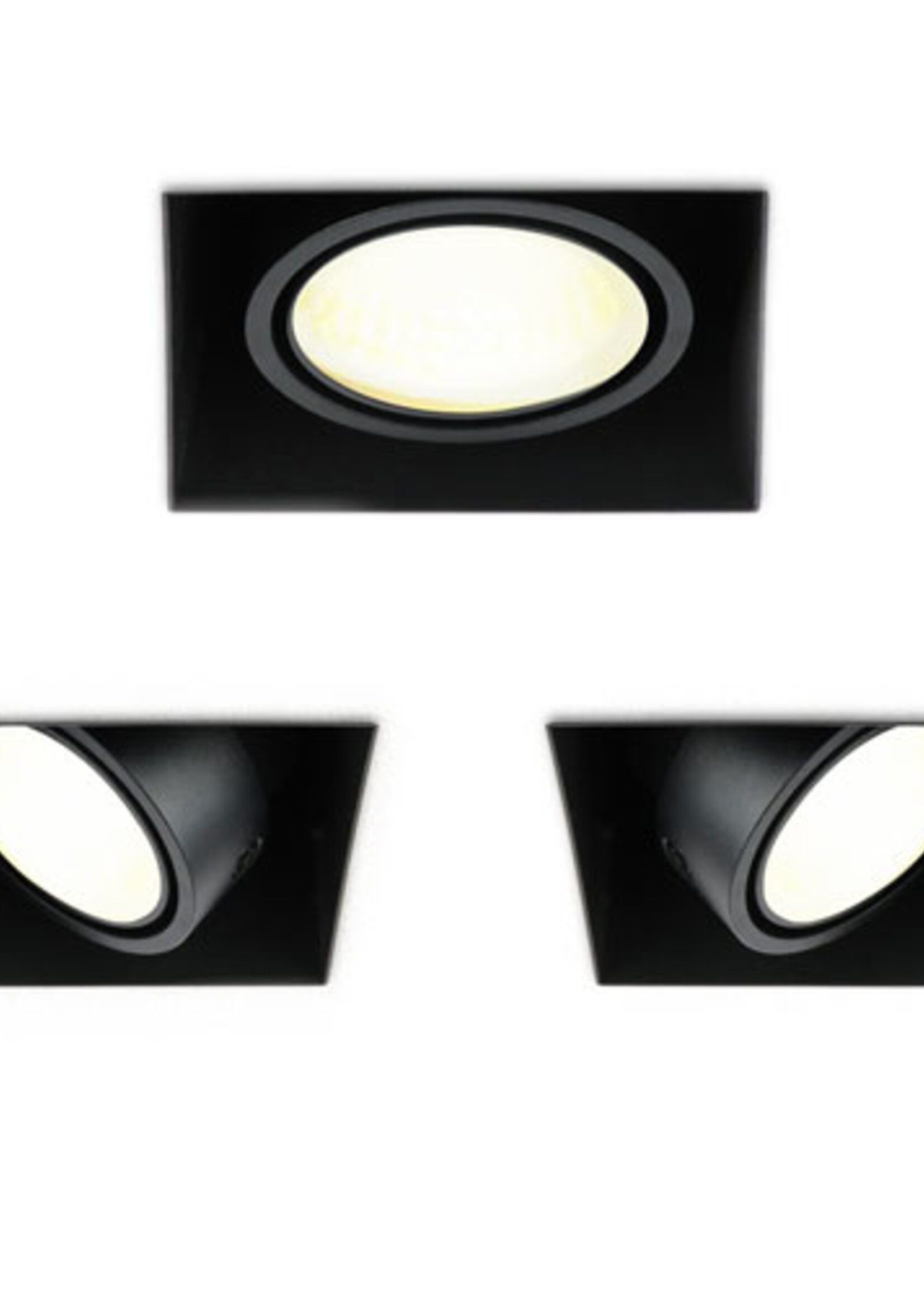 SOLISTECH Black LED Downlight 6W Trimless 3000K warm white square 89x89mm tiltable rotatable