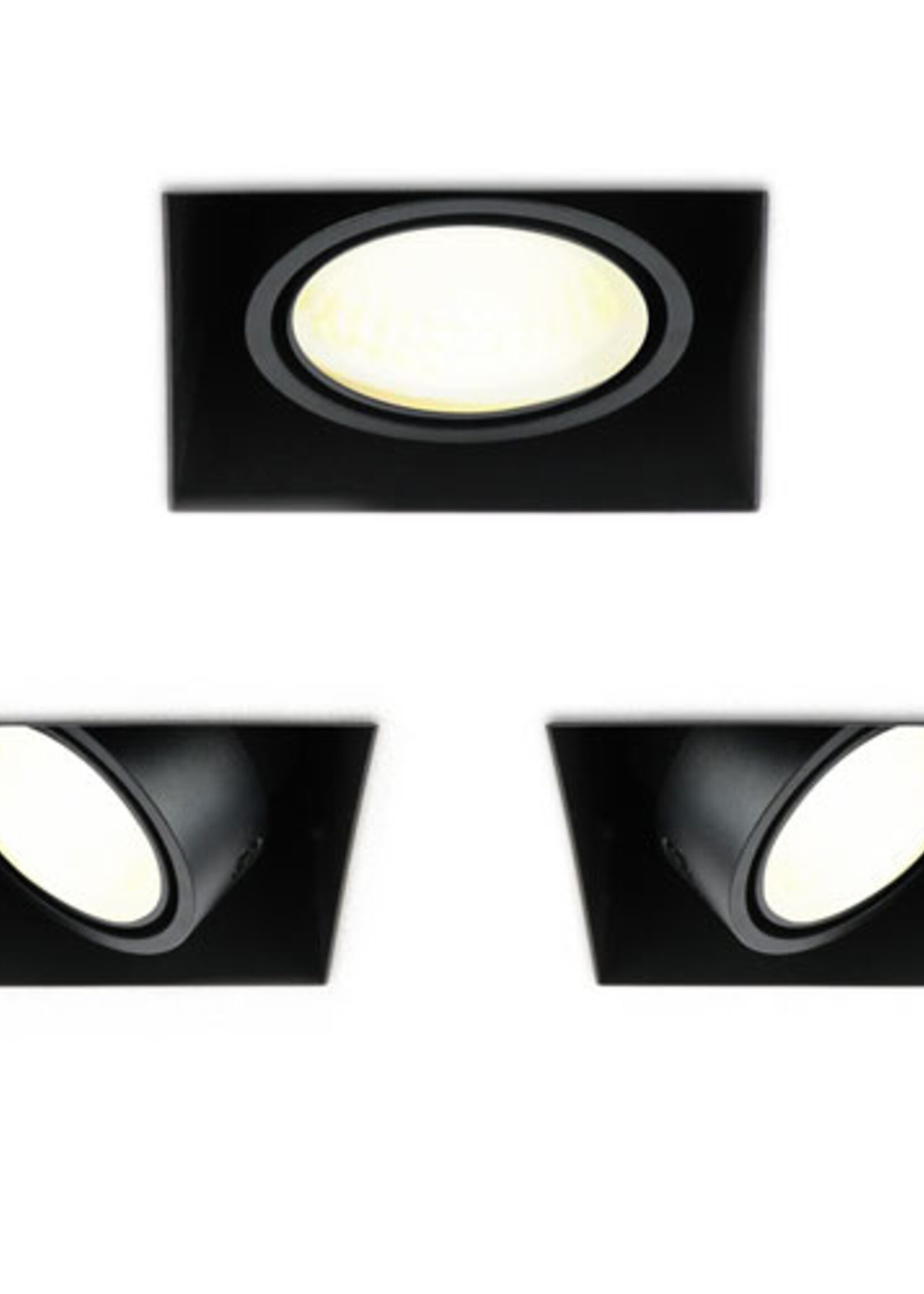 SOLISTECH Zwarte LED Inbouwspot 6W Trimless 3000K warm wit  vierkant 89x89mm kantelbaar draaibaar