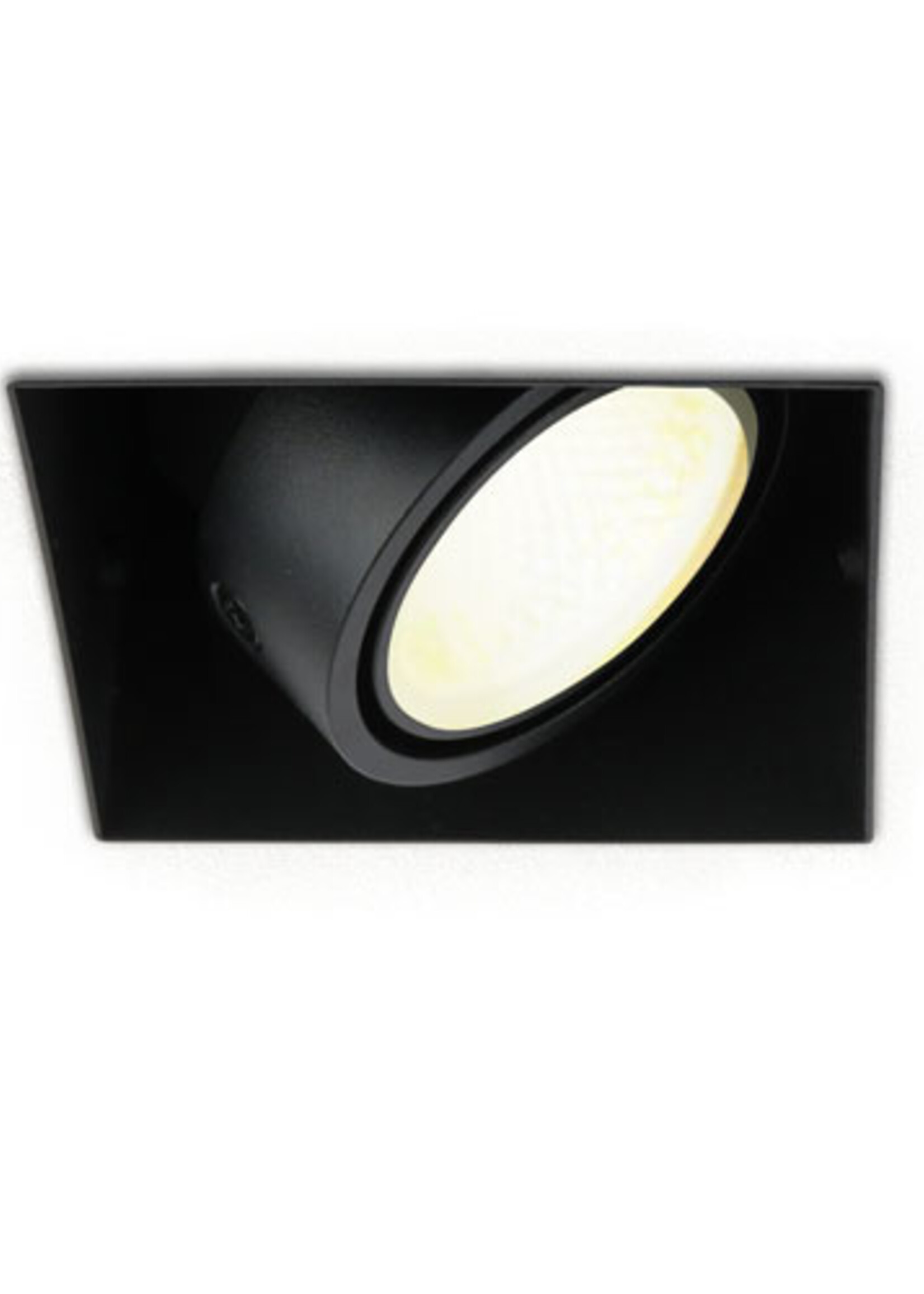 SOLISTECH Zwarte LED Inbouwspot 6W Trimless 3000K warm wit  vierkant 89x89mm kantelbaar draaibaar