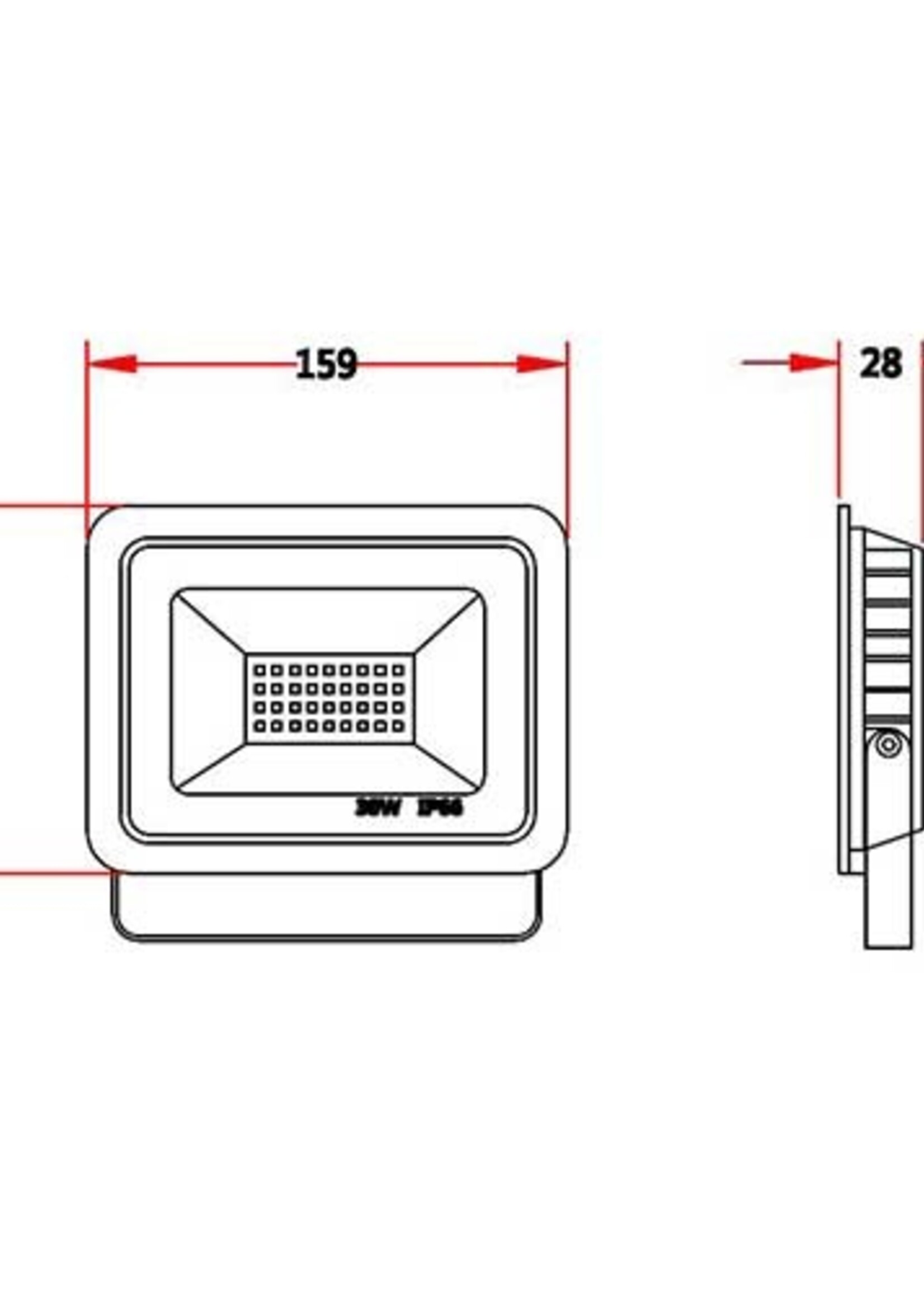 LEDWINKEL-Online LED Floodlight 30W IP66 Waterproof