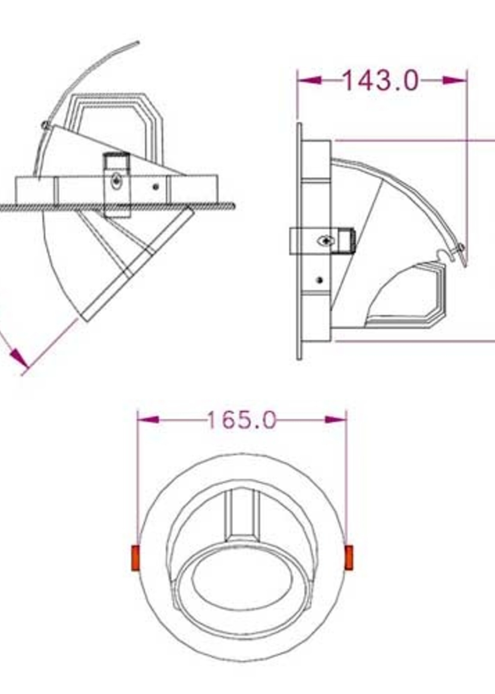 LEDWINKEL-Online LED Banaanspot 30W 4000K helderwit ⌀165mm 45° Kantelbaar 360° Draaibaar