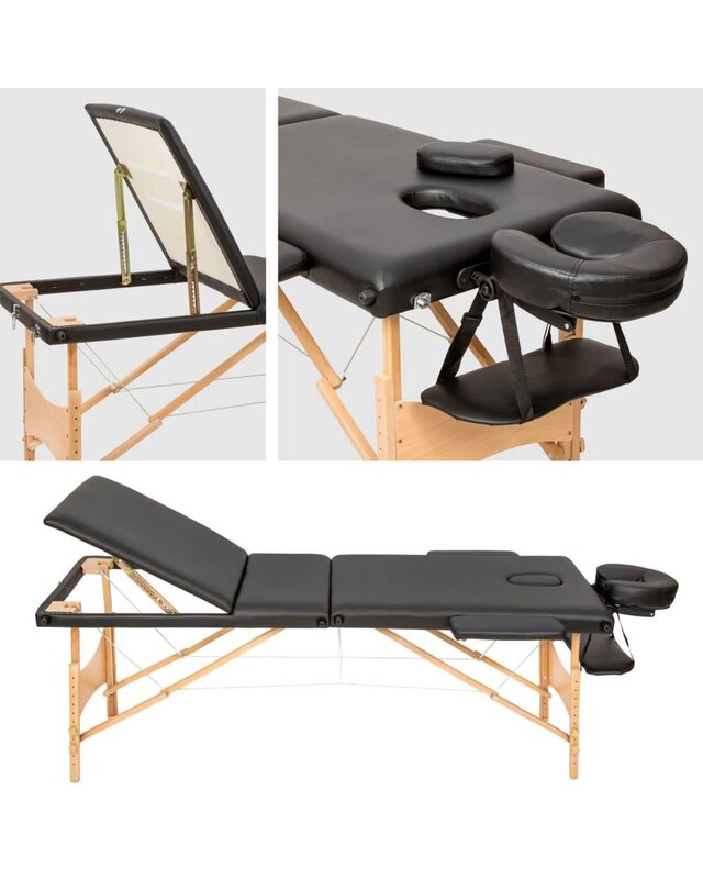 3 Zones Massagetable | Wooden Frame + travel bag