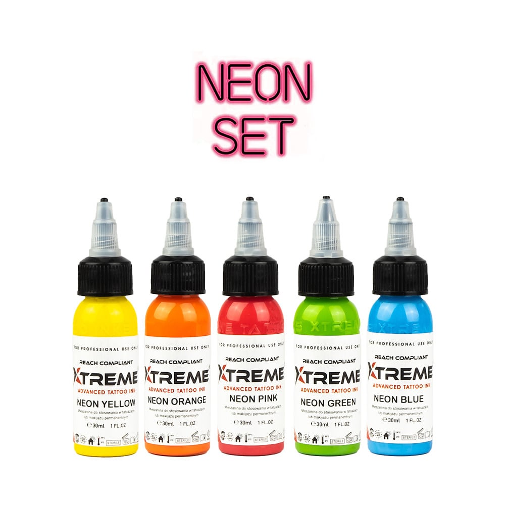 Xtreme Ink - Neon Set - 5 x 30ml - Dasha Tattoo Supply