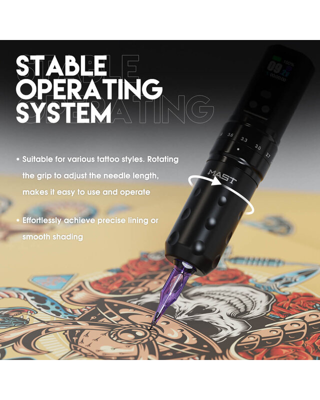 Dragonhawk MAST Dragonhawk MAST FOLD 2 PRO Wireless - 2 Batteries - Black - Adjustable Stroke 2.4-4.2mm