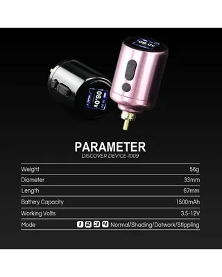 Wireless Tattoo Battery Pack RCA, High-Purity Cobalt Polymer - 1009 - Pink