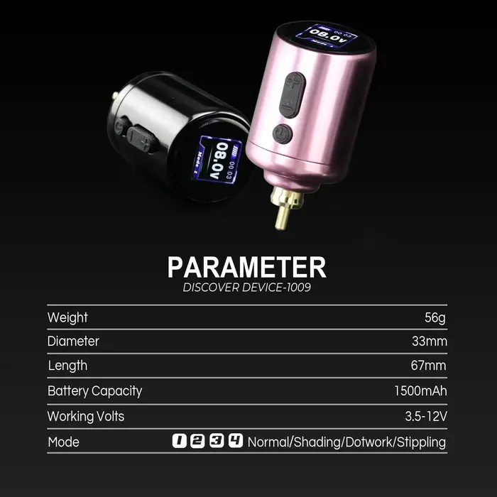 Wireless Tattoo Battery Pack RCA, High-Purity Cobalt Polymer - Black