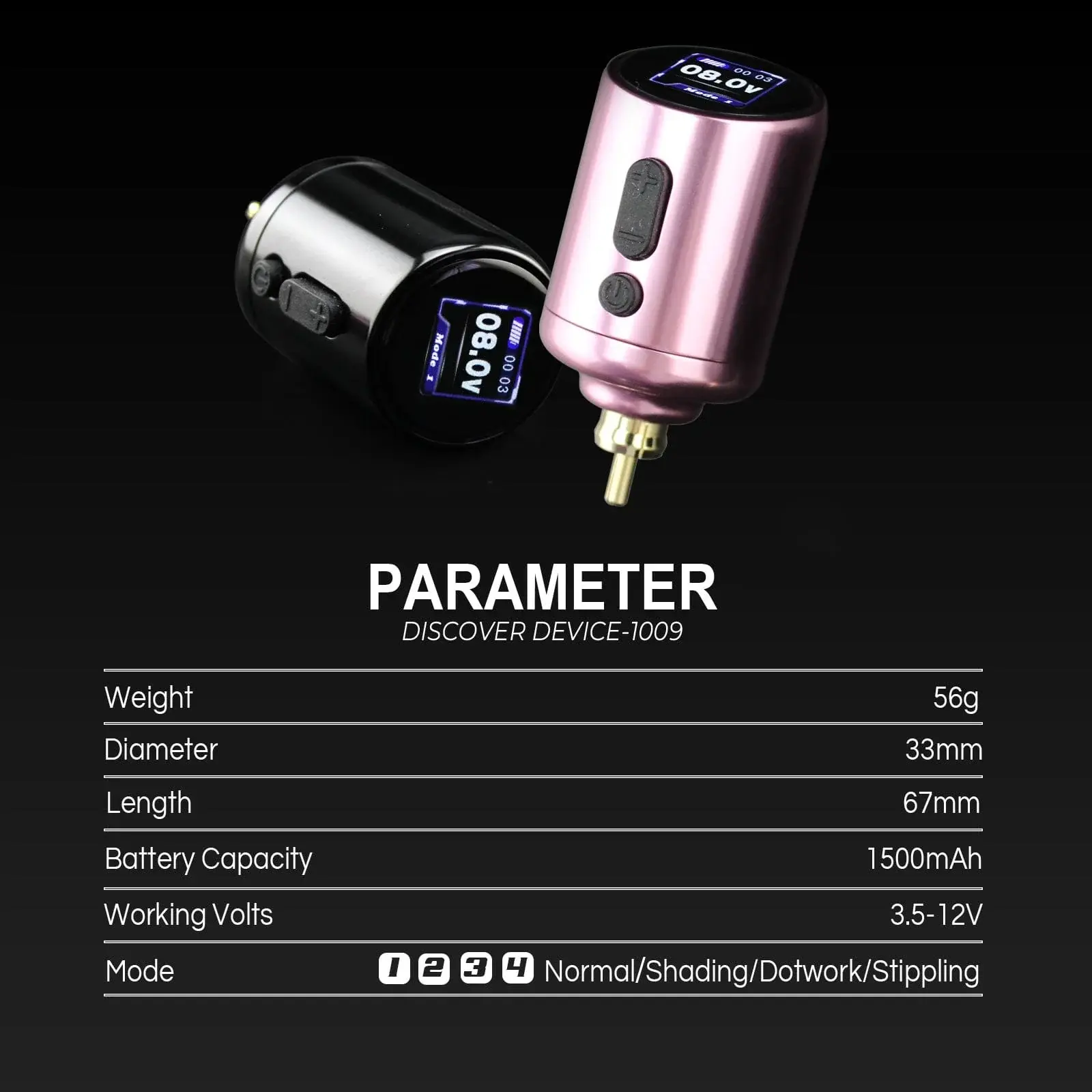 Wireless Tattoo Battery Pack RCA, High-Purity Cobalt Polymer - Black