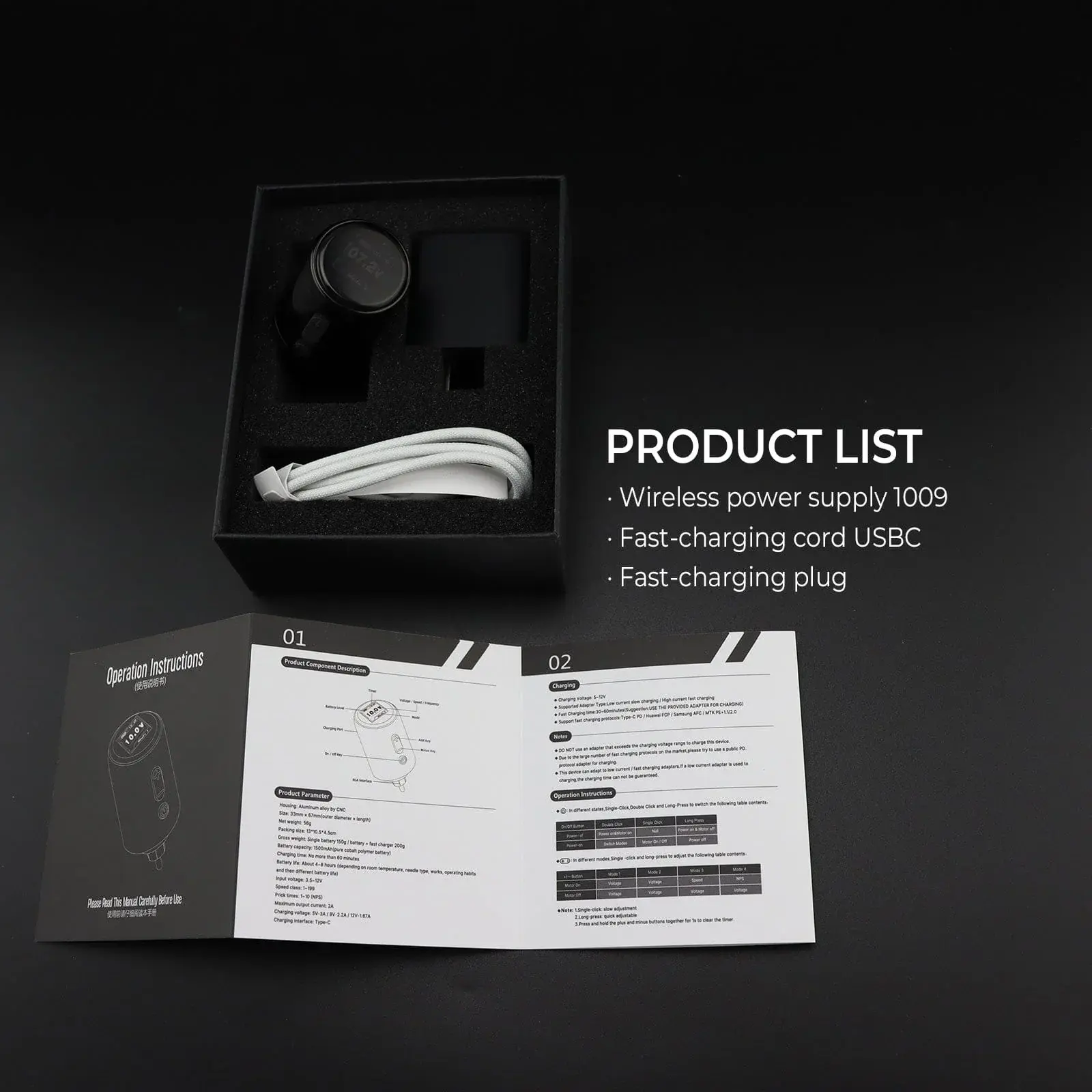 Wireless Tattoo Battery Pack RCA, High-Purity Cobalt Polymer - Black