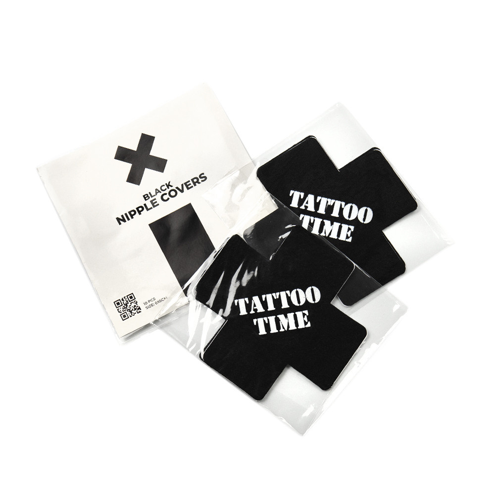 Nipple Cover Stickers - X Shape - Black - 10pcs