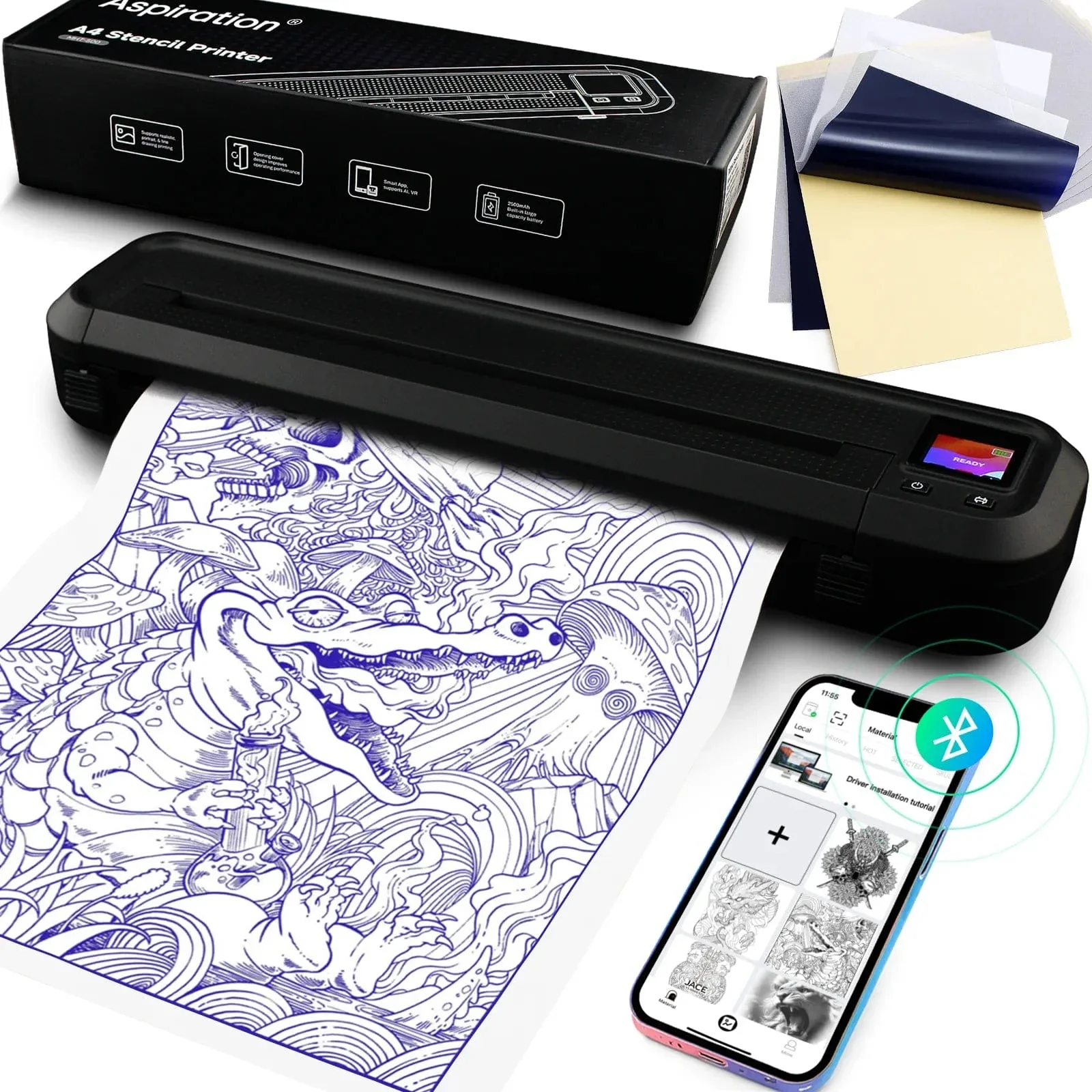 Wiraless Stencil Tattoo Printer - MHT500