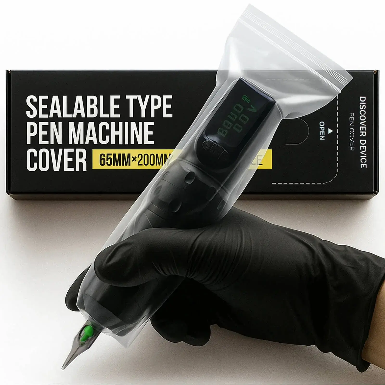 Sealable Pen Type Machine Cover - 65x200mm BLACK - 200pcs