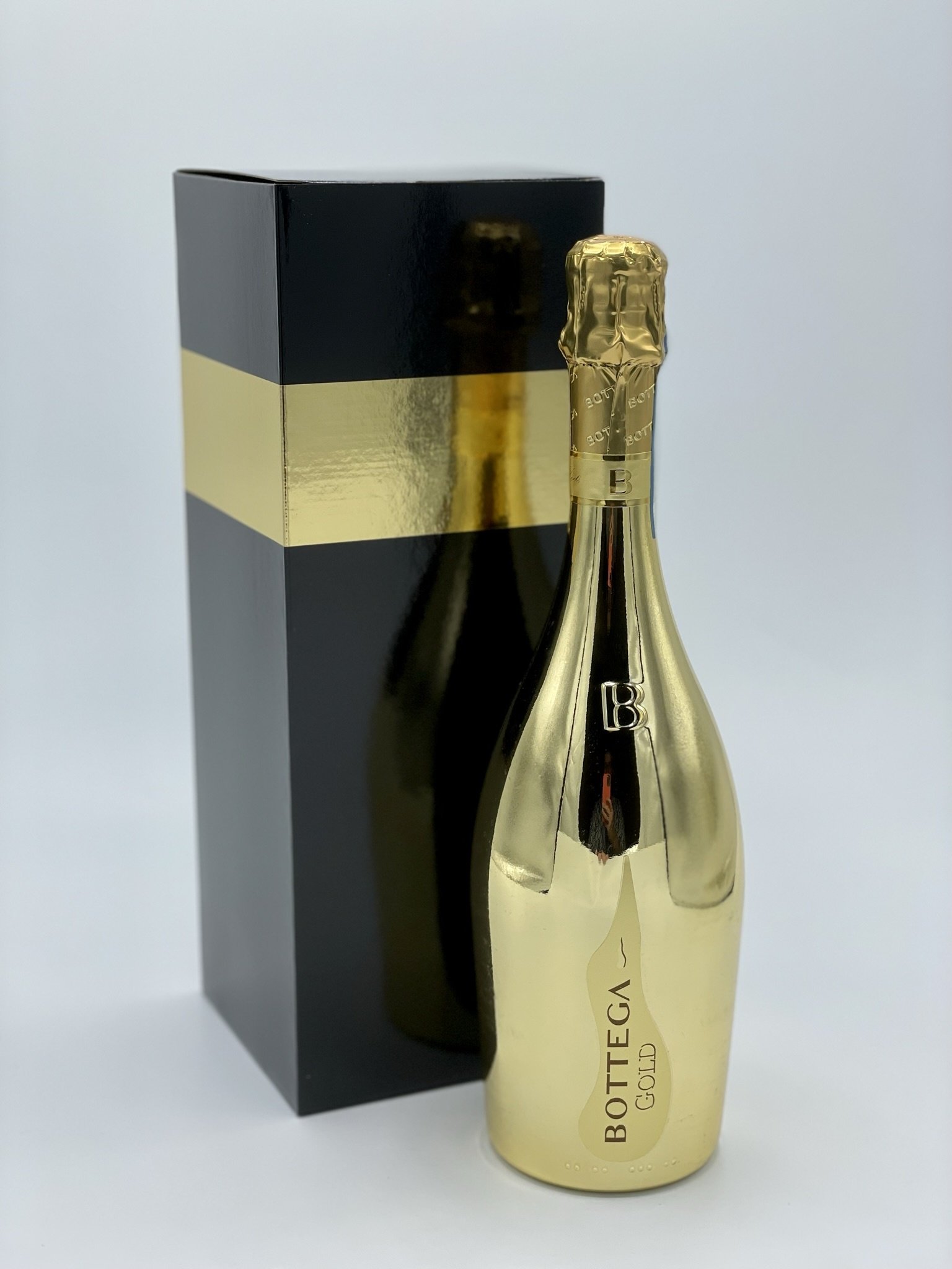 Kokerdoos Champagne goud/zwart 1-fles - WYNSHOP