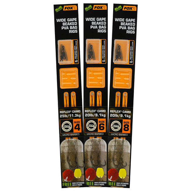 Fox Edges Wide Gape Beaked PVA Ready Rigs - 20lb size 6