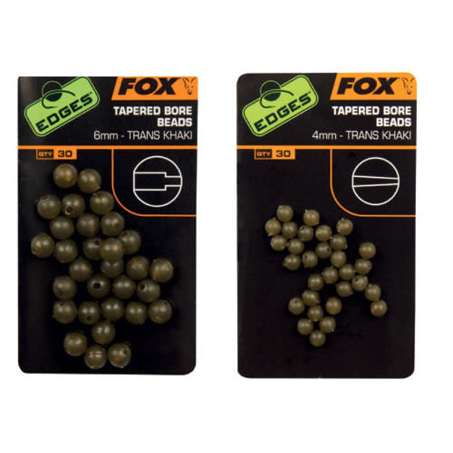 fox Edges 4mm tapered bore beads x 30 trans khaki