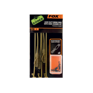 Fox Edges Trans Khaki tubing leadclip rigs x 3 inc Kwik change kit