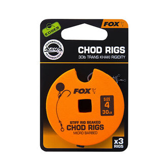 Fox Edges™ Chod Rigs - Standard Size 4 30 LB