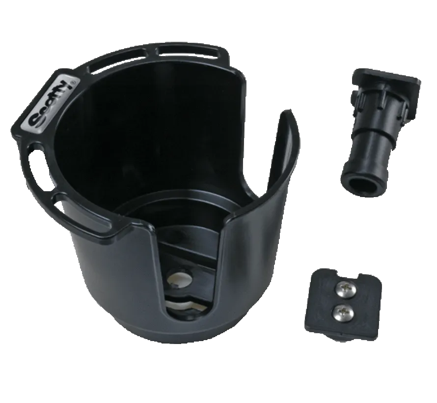 Scotty Cup Holder w/Rod Holder Post & Bulkhead/Gunnel Mount Black